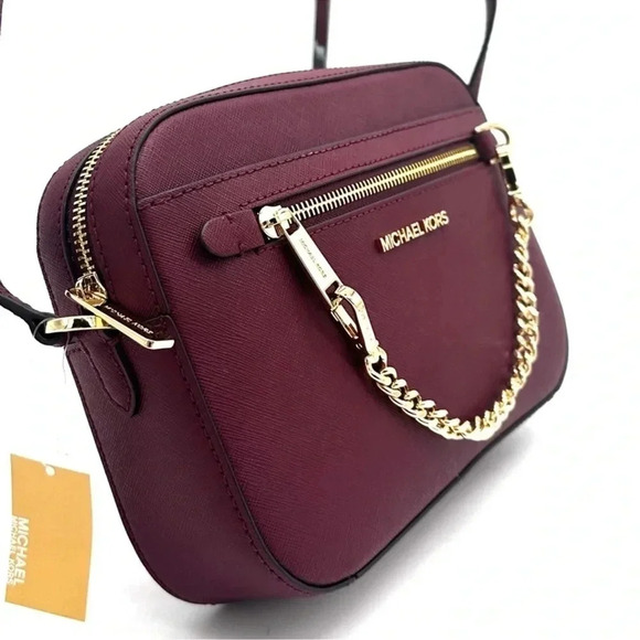 MICHAEL KORS LARGE EW ZIP CHAIN CROSSBODY BAG DARK CHERRY - Picture 6 of 11